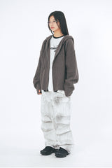 Crack dirty washed over banding pants