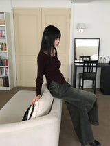 Meto semi bootcut wide denim pants