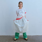 レースヘムフルスカート / LACE HEM FULL SKIRT, WHITE