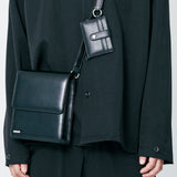 [Lサイズ]ミニマルバースクエアレザーバッグ＆マルチカードウォレット / [L size]minimal bar square leather bag & multi card wallet black