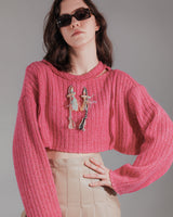 Neckline Cut-out Toggle Knit Crop Top (6676025573494)