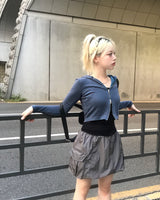 ストライプ2wayクロップフードジップアップ