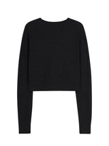 WEAVING PATTERN TUBE TOP CROP CARDIGAN SET BLACK (6586543407222)
