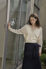 Vボタンカーディガン/V BUTTON CARDIGAN_IVORY