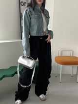 ロッケングロッシースクエアショルダークロスボディーバッグ / Loken Glossy Square Shoulder Crossbody Bag