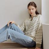 STRIPE COLLAR KNIT_OLIVE (6600102051958)