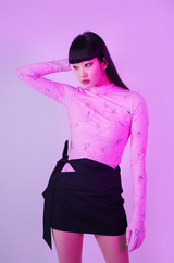 BLACK COTTON TIE BELT MINI SKIRT (6624142393462)