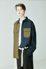 HALF & HALF SOLID POCKET SHIRT (6538811998326)
