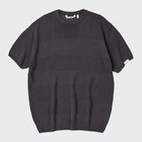 ブロックストライプ ハーフスリーブニット/BLOCK STRIPE HALF SLEEVE KNIT (CHARCOAL)
