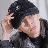 VA Square Stud Fur Ball Cap / Black