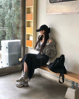 [BELLIDE MADE] スリットロングデニムスカート