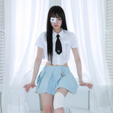 1 0 デニムプリーツスカート / 1 0  denim pleated skirt - LIGHT BLUE