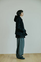 ウールフードコート/unisex wool hood coat black