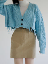 ダメージクロップニットカーディガン/Damage Crop Knit Cardigan (3color)