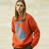 BULKY BRUSH PAISLEY SWEATER ORANGE