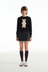 チェリープラネットデニムスカート / CHERRY PLANT DENIM SKIRT [BLACK]