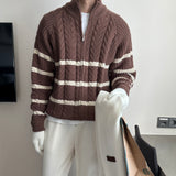 LMN High Twisted Doughnut Patterned Zip-Up Half Turtleneck Knitwear (4 colors)