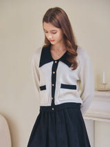 FLAT COLLAR KNIT CARDIGAN_IVORY (6638366261366)