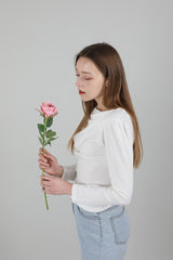 ドレープパフシャーリングTシャツ / Drape Puff Shirring T-shirt White