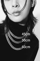Lenin Stone Cubic Chain Necklace-Silver
