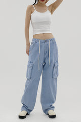 デニムカーゴワイドパンツ/Denim Cargo Wide Pants (2color)