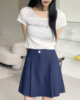 ネームレタリングプリントクロップショートスリーブTシャツ
