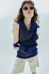 ホールカラーニット / hole collar knit_navy