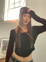 Must-have shirring long-sleeved T-shirt