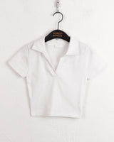 トゥーティーpkカラークロップド半袖Tシャツ / Tootie pk collar cropped short sleeve T-shirt