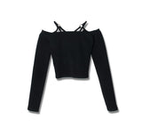 ストリングロングスリーブクロップTシャツ  /(9069) X-String Long Sleeve Crop Tee