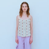 レースストラップノースリーブトップ (ウォールペーパー) / LACE STRAP SLEEVELESS TOP, BEIGE (WALL PAPAER)