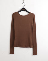 Tatin back buckle strap slit long sleeve t-shirt