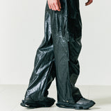 VCL CRACK LEATHER PARACHUTE PANTS BLACK