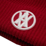 ロゴサークルエンブレムエンボスパッチショートビーニー/ A LOGO CIRCLE EMBLEM EMBOSS PATCH SHORT BEANIE RED