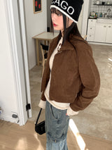 Heelan corduroy golden collar crop blouson jacket