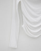 2ウェイボートネックシャーリングTシャツ / Two-way boat neck shirring t-shirt (2color)