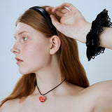 HEART STRIPE NECKLACE (RED)