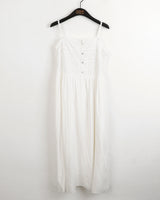 ロシトンビンテージマザーオブパールボタンノースリーブロングワンピース / Roshton vintage mother-of-pearl button sleeveless long dress
