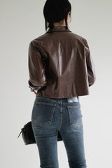 レザージップアップジャケット / Leather Zip-Up Jacket (2color)