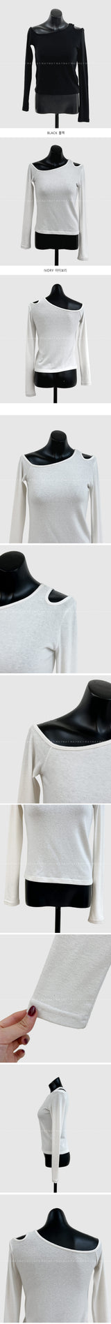 カットアウトロングスリーブTシャツ