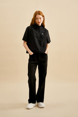 モノチェリーウーブンハーフプルオーバー／MONO CHERRY WOVEN HALF PULLOVER [BLACK]