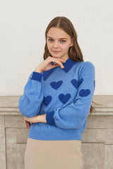 heart jacquard cashmere collar top_clear sky (6655898517622)