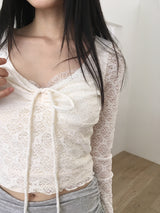 ニューアーシースルーシャーリングストラップレースTシャツ