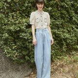 ２トラックセミワイドジーンズ/[LINE] Two-tuck Semi Wide Jean