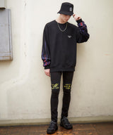 ファイヤーパターン袖プリントトレーナー/スウェット/FIRE PATTERN SWEATSHIRT (4580960993398)
