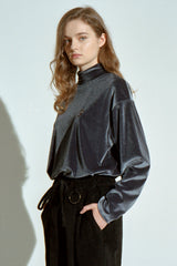 "PRE-ORDER 11/09~" DROP-SHOULDER VELVET TURTLE-NECK TEE / [プレオーダー11月09日〜] ドロップショルダーベルベットタートルネックTシャツ (4578690531446)