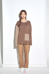 KNIT X TERRY COMBINATION POCKET TEE (Beige) / コンビネーションポケットTシャツ