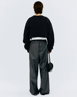 オーバーステンシルタイポクロップスウェットシャツ/OVER STENCIL TYPO CROP SWEATSHIRT-CHARCOAL