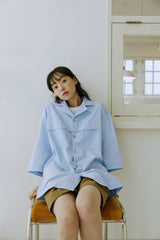 ユニセックスフォールディングシャツ/unisex folding shirts sky blue