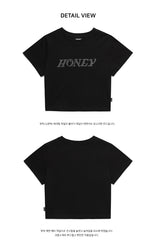 ハニー ロゴ ホットフィックス クロップ T / CHARMS HONEY LOGO HOTFIX CROP T BK